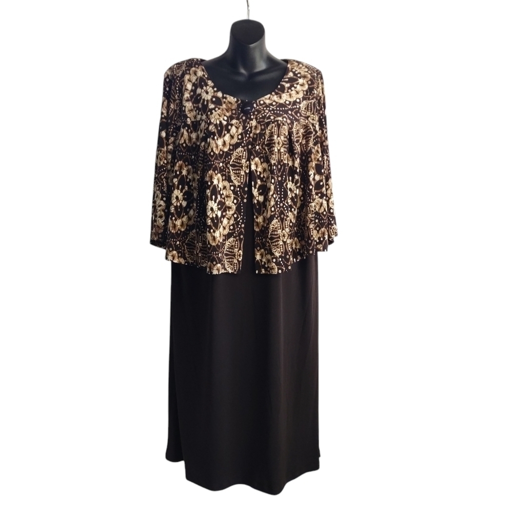 Connected Dress 2 Pieces Floral Print 3/4 Sleeve Stretch Dress Sz 20W
